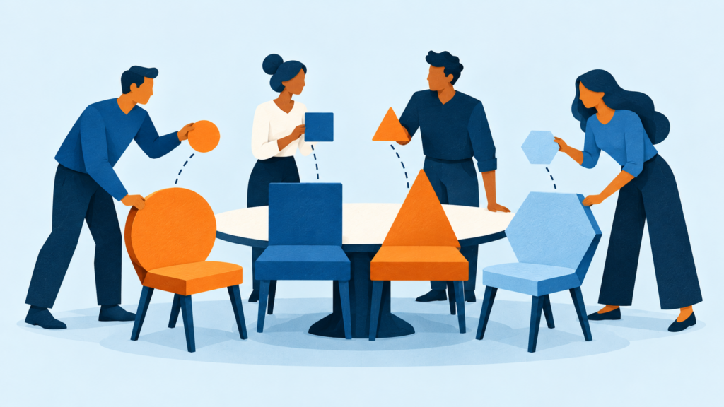 People connecting their strengths to matching roles.