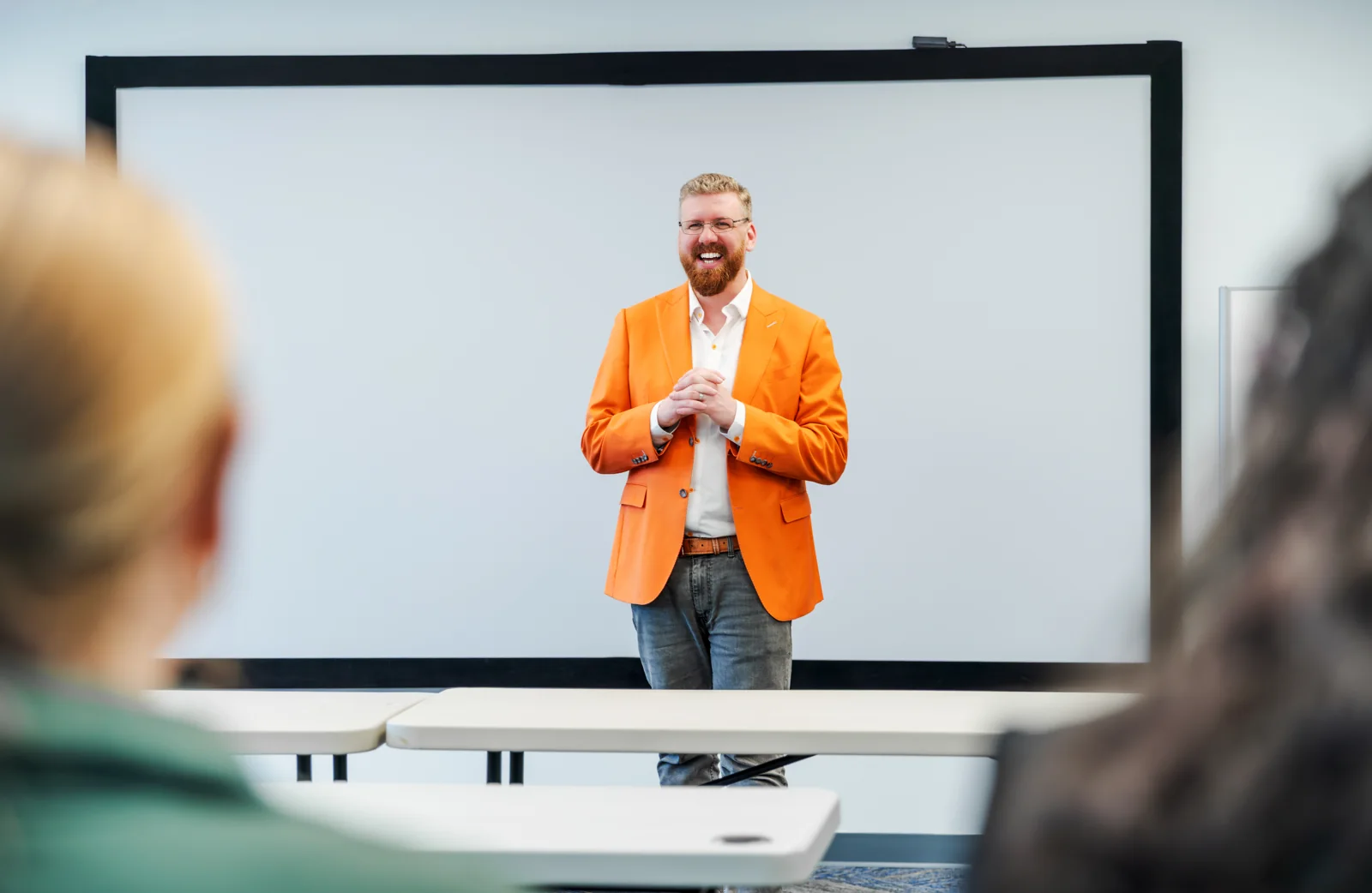 Joshua Adams presenting a leadership workshop